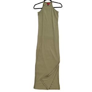 Ribbed Maxi Dress w/ Side Slits Olive Green sz S/M